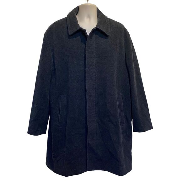 Eddie Bauer Wool Cashmere Blend Grey Gray Coat Overcoat Lined Men’s Sz L - Picture 1 of 16